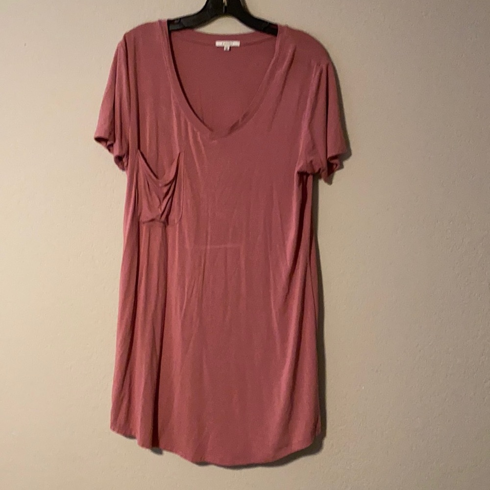 Z Supply V Neck Tee Shirt Dress Baggy Pocket Sz M